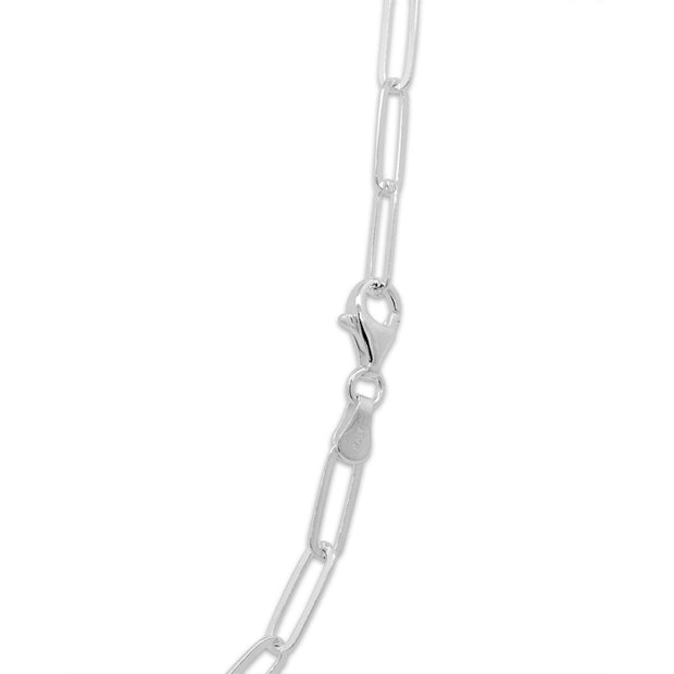 Sterling Silver Paper Clip Flat Wire Chain 30"