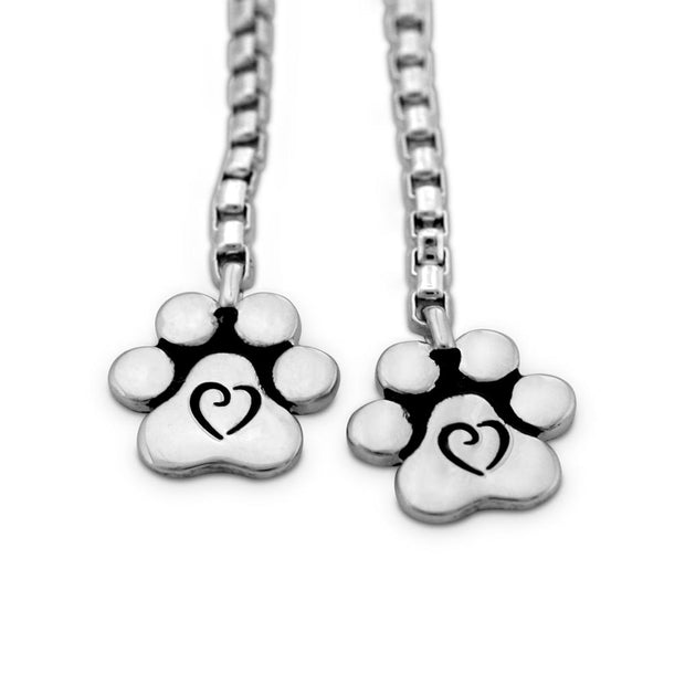 Paw Print and Heart Bracelet, Sterling Silver Close To My Heart Adjustable Bracelet