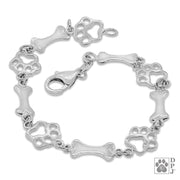 Sterling Silver Paws and Bones Bracelet