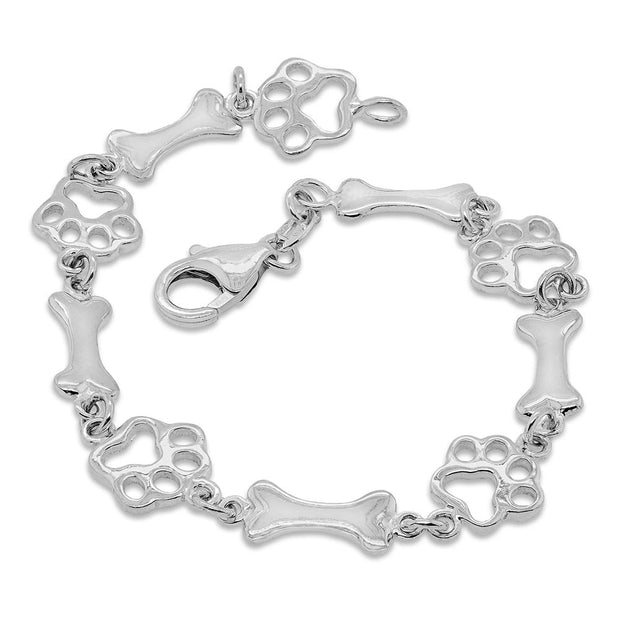 Sterling Silver Paws and Bones Bracelet