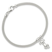 Dog Bracelet W/C.Z. Collar In Sterling Silver On Mesh Bracelet