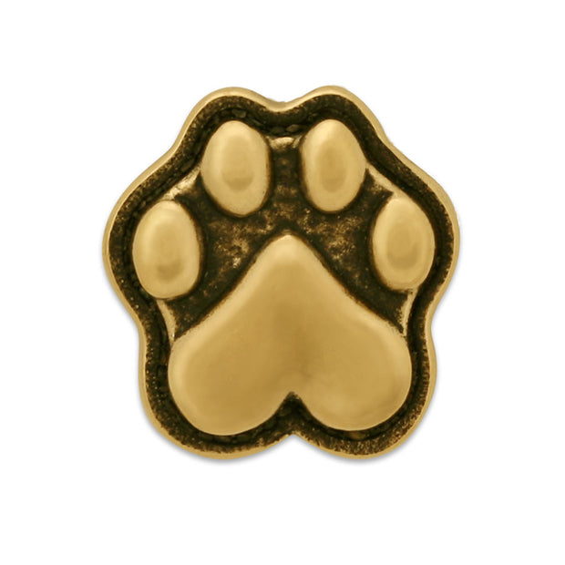 Silver Or Gold Bronze Paw Print Tie Tack Or Pin