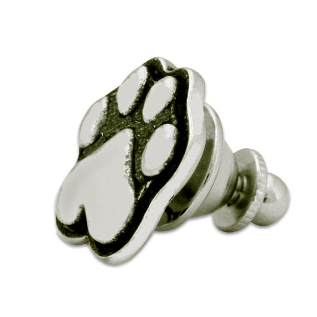 Silver Or Gold Bronze Paw Print Tie Tack Or Pin