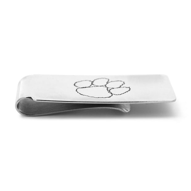 Men's Paw Print Money Clip In Sterling Silver
