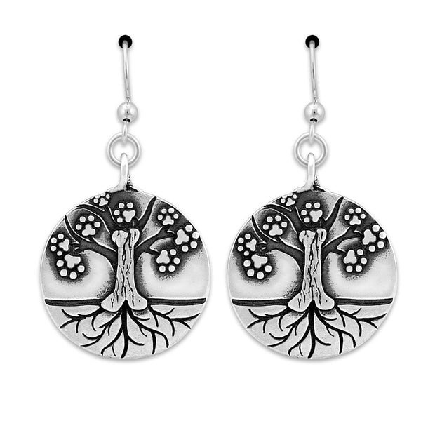 Dog Memorial Gift, Sterling Silver Tree of Life Earrings