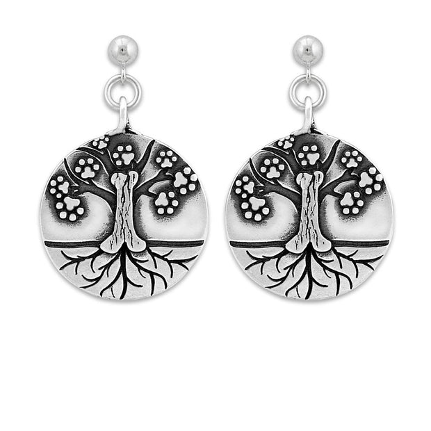 Dog Memorial Gift, Sterling Silver Tree of Life Earrings