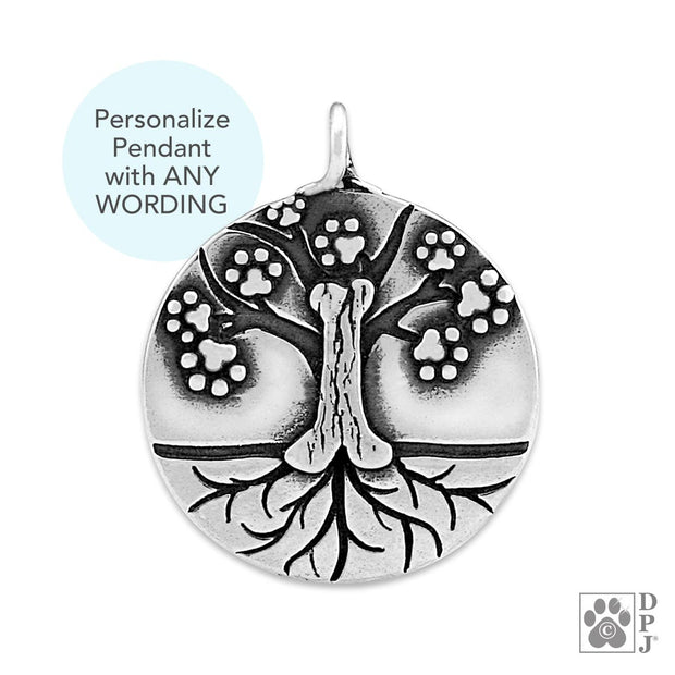 Personalized Dog Memorial Gift, Sterling Silver Tree of Life Pendant