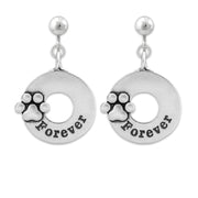 Paw Print Sympathy Gift, Sterling Silver Forever Earrings
