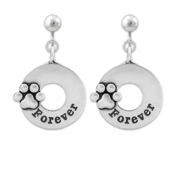 Paw Print Sympathy Gift, Sterling Silver Forever Earrings