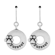 Paw Print Sympathy Gift, Sterling Silver Forever Earrings