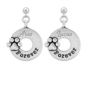 Paw Print Sympathy Gift, Sterling Silver Forever Earrings