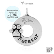 Personalized Paw Print Pet Sympathy Gift, Sterling Silver Forever Pendant