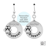 Paw Print Sympathy Gift, Sterling Silver Forever Earrings