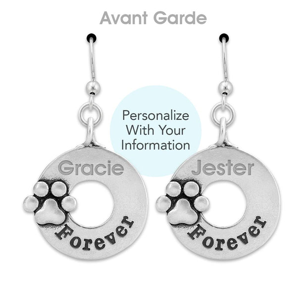 Paw Print Sympathy Gift, Sterling Silver Forever Earrings