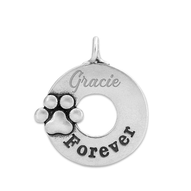 Personalized Paw Print Pet Sympathy Gift, Sterling Forever Pendant