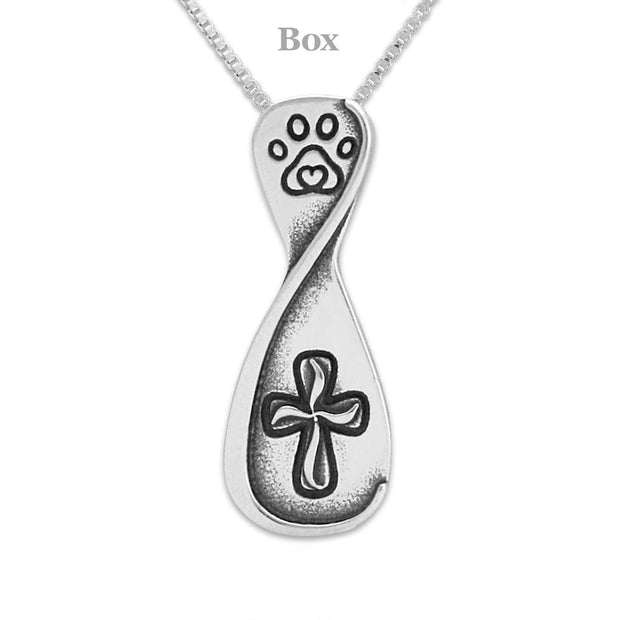 Rainbow Bridge Necklace, Sterling Silver Inspirational Paws Pendant