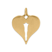 Heart Shaped Sympathy Gift Angel Wing Pendant in Bronze Back Side View.