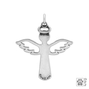 Personalized Paw Print Angel Necklace In Sterling Silver, Touched By An Angel w/Crystal