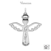 Personalized Paw Print Angel Necklace In Sterling Silver, Touched By An Angel w/Crystal