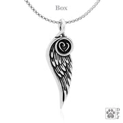 Personalized Memorial Jewelry, Sterling Silver Forever Loved Angel Wing and Heart Pendant