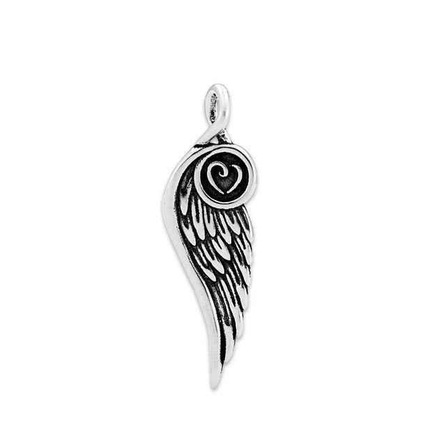 Personalized Memorial Jewelry, Sterling Silver Forever Loved Angel Wing and Heart Pendant