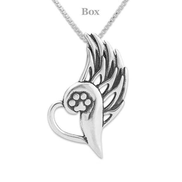 Pet Memorial Necklace, Sterling Silver Angels Flight Pendant