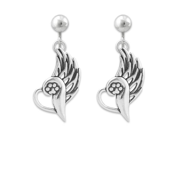 Pet Memorial Earrings, Sterling Silver Angels Flight Earrings