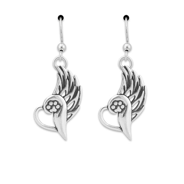 Pet Memorial Earrings, Sterling Silver Angels Flight Earrings