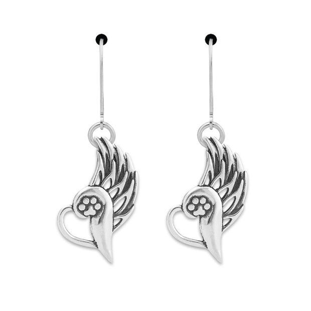 Pet Memorial Earrings, Sterling Silver Angels Flight Earrings