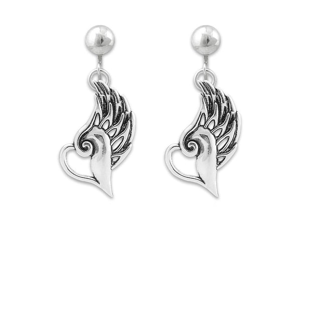 Sterling Silver Heavenly Heart Earrings, Angel Heart Memorial Jewelry
