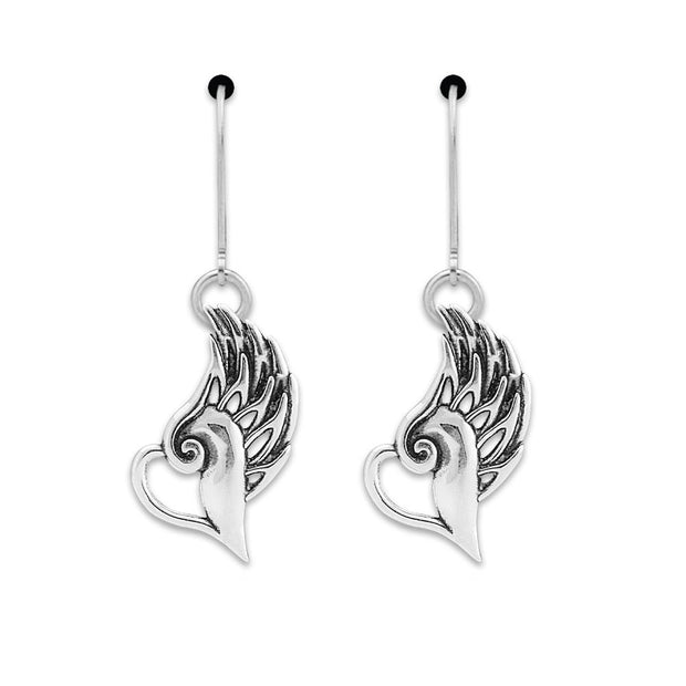Sterling Silver Heavenly Heart Earrings, Angel Heart Memorial Jewelry