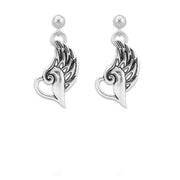 Sterling Silver Heavenly Heart Earrings, Angel Heart Memorial Jewelry