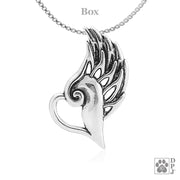 Sterling Silver Heavenly Heart Pendant, Angel Heart Memorial Necklace