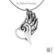 Sterling Silver Heavenly Heart Pendant, Angel Heart Memorial Necklace