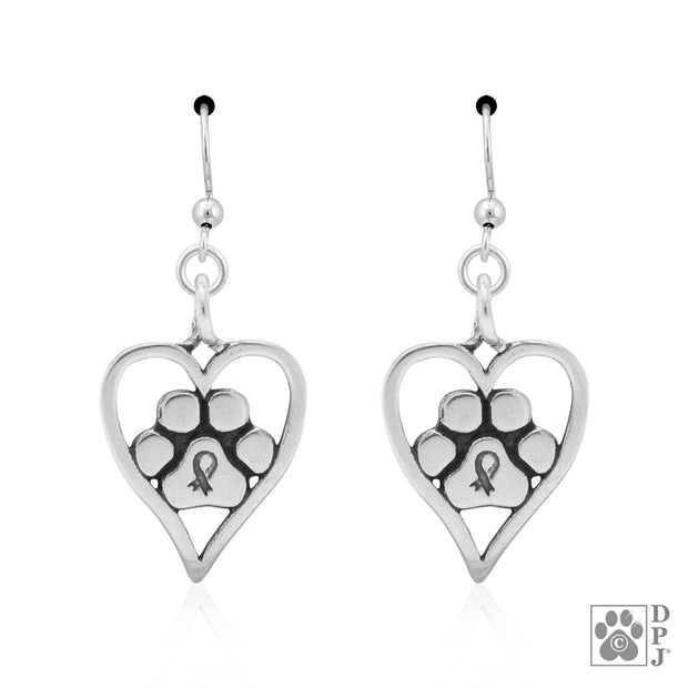 Paw Print Heart Memorial, Sterling Silver You Will Always Be Forever in My Heart Earrings