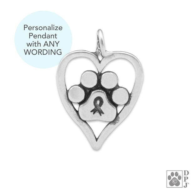 Personalized Paw Print Heart Remembrance Necklace, You Will Always Be Forever in My Heart Pendant