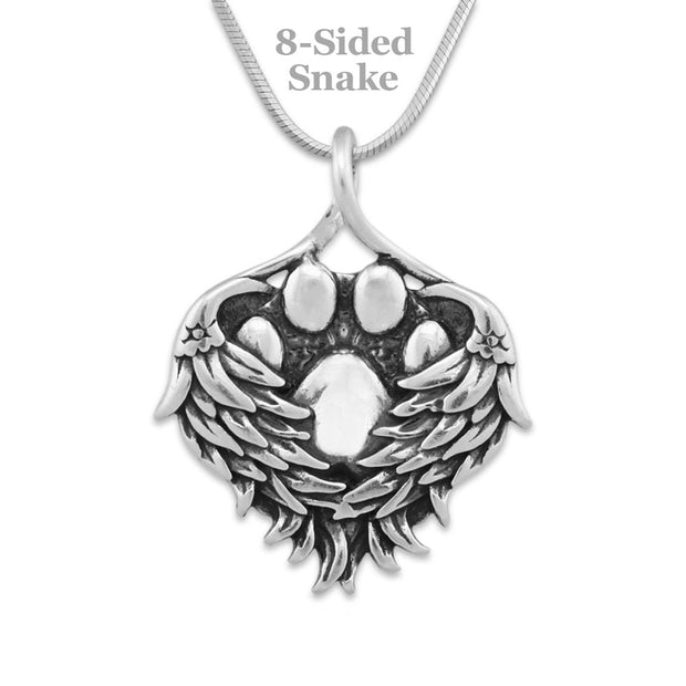 Paw Print Angel Necklace Sterling, You Must Have Been Heaven Sent