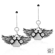 Paw Print Angel Earrings, Sterling Silver Heavens Paws Earrings