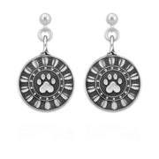 Paw Print Pet Remembrance Sterling Silver Reflection Paws Earrings