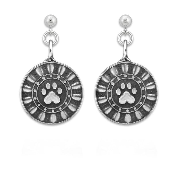 Paw Print Pet Remembrance Sterling Silver Reflection Paws Earrings