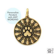 Personalized Pet Memorial, Gold Bronze Reflection Paws Necklace