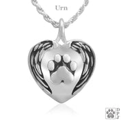 Sterling Silver In the Arms of an Angel, Angel Urn Pendant