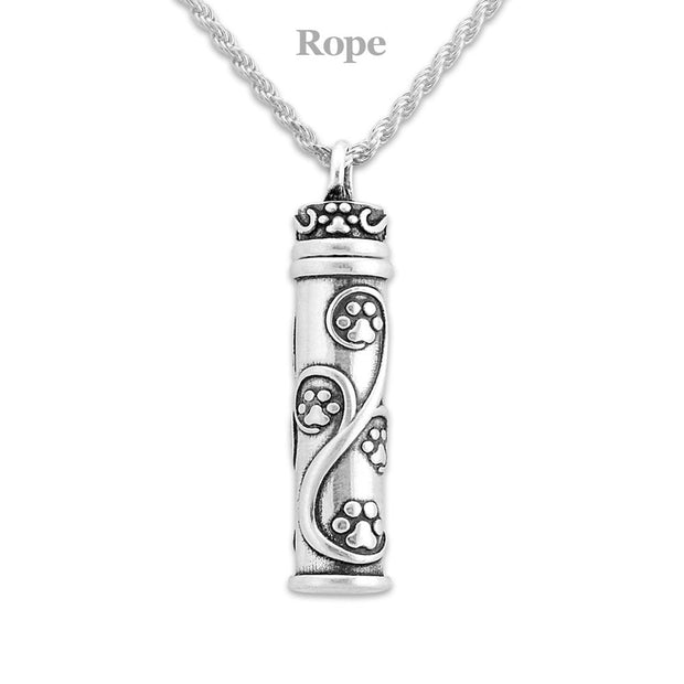 Paw Print Urn, Sterling Silver Journey Paws Urn Pendant -- new