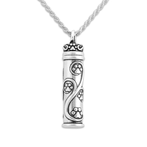 Paw Print Urn, Sterling Silver Journey Paws Urn Pendant -- new