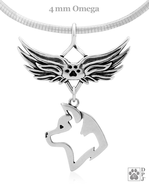 Akita Memorial Necklace, Angel Wing Jewelry