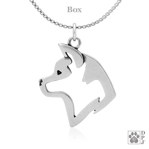 Akita Pendant Necklace in Sterling Silver