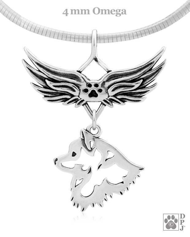 American Eskimo Memorial Necklace, Angel Wing Jewelry
