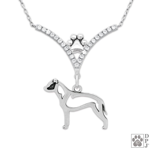 VIP American Staffordshire Terrier, Natural Ears CZ Necklace, Body