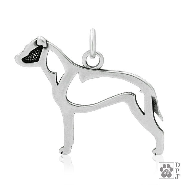 American Staffordshire Terrier Necklace Charm in Sterling Silver