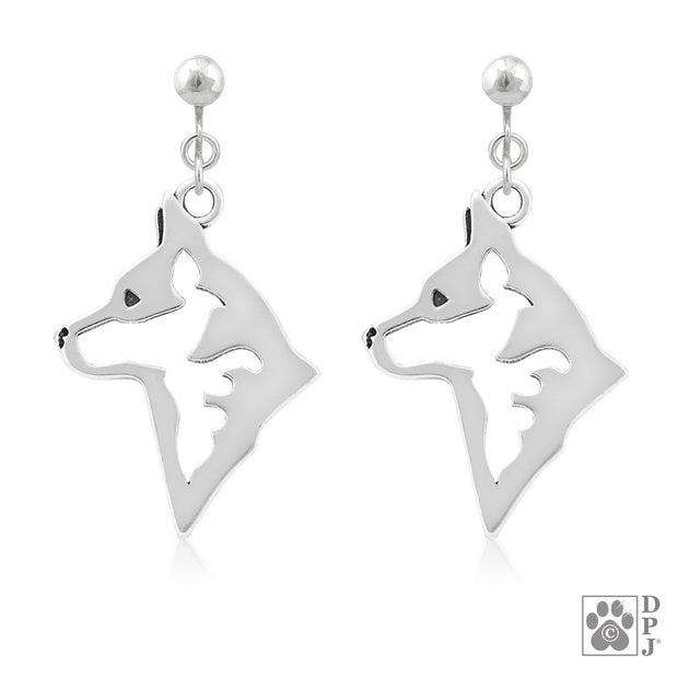 Sterling Silver Australian Cattle Dog Earrings